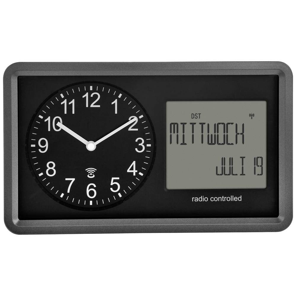 TFA Dostmann Wanduhr Analoge Funkuhr mit Kalender 60.3552 60.3552.01