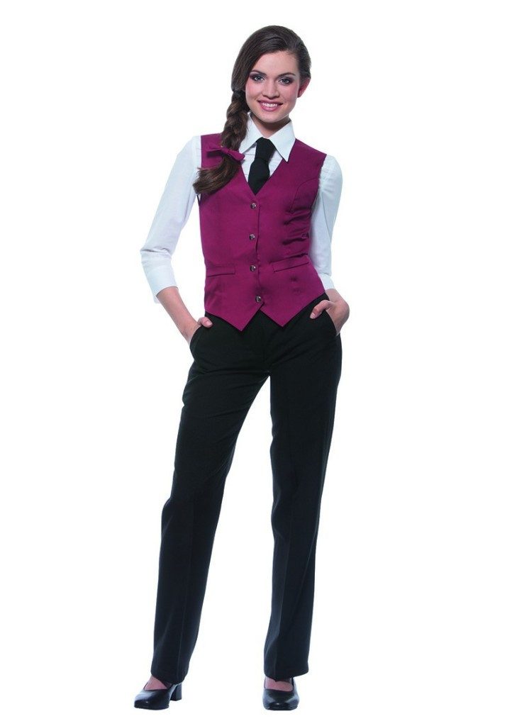 Karlowsky Fashion Arbeitsweste KARLOWSKY Damen Serviceweste LENA V-Neck Modern-Fit Bordeaux