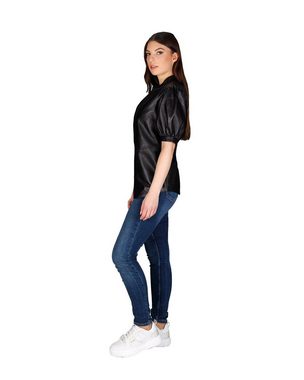 VALAIZA Shirttop Ledertop Fiona Schwarz Enganliegendes Ledertop