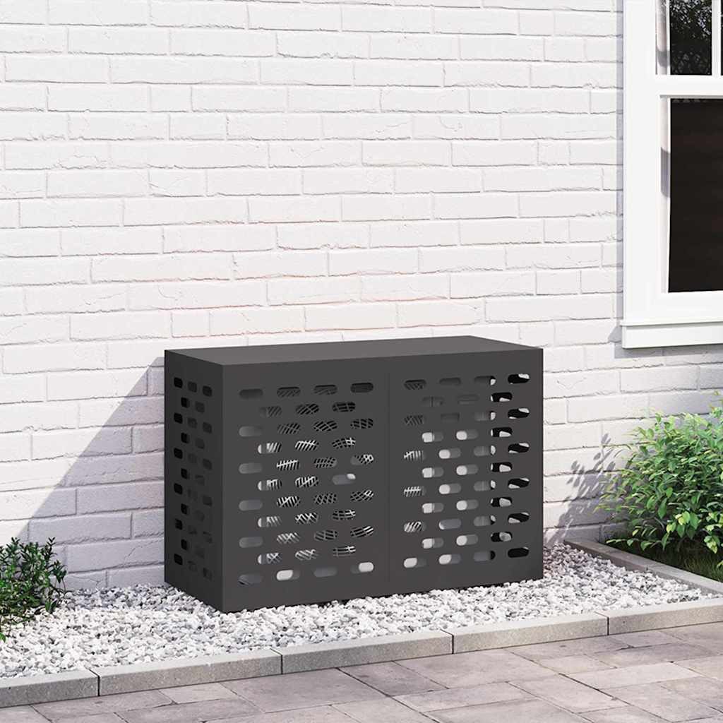 vidaXL Klimaanlagen-Verkleidung, Klimaanlagenabdeckung Schwarz 90 x 40 x 60 cm Stahl