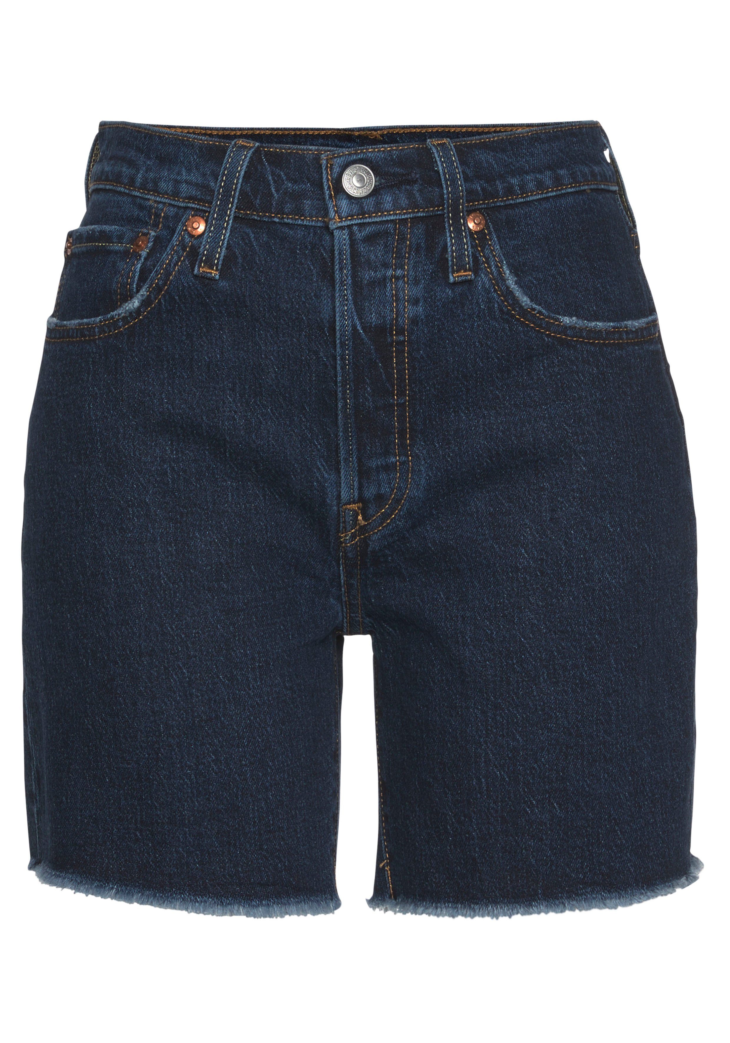 Levi's® Shorts Mid 501 dark-blue Knopfleiste verdeckter Thigh Mit