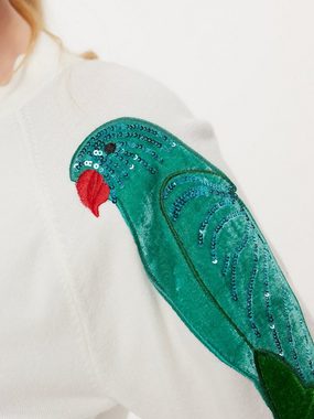 Sarah Kern Rundhalspullover Sweatshirt figurbetont mit Papageien-Motiv