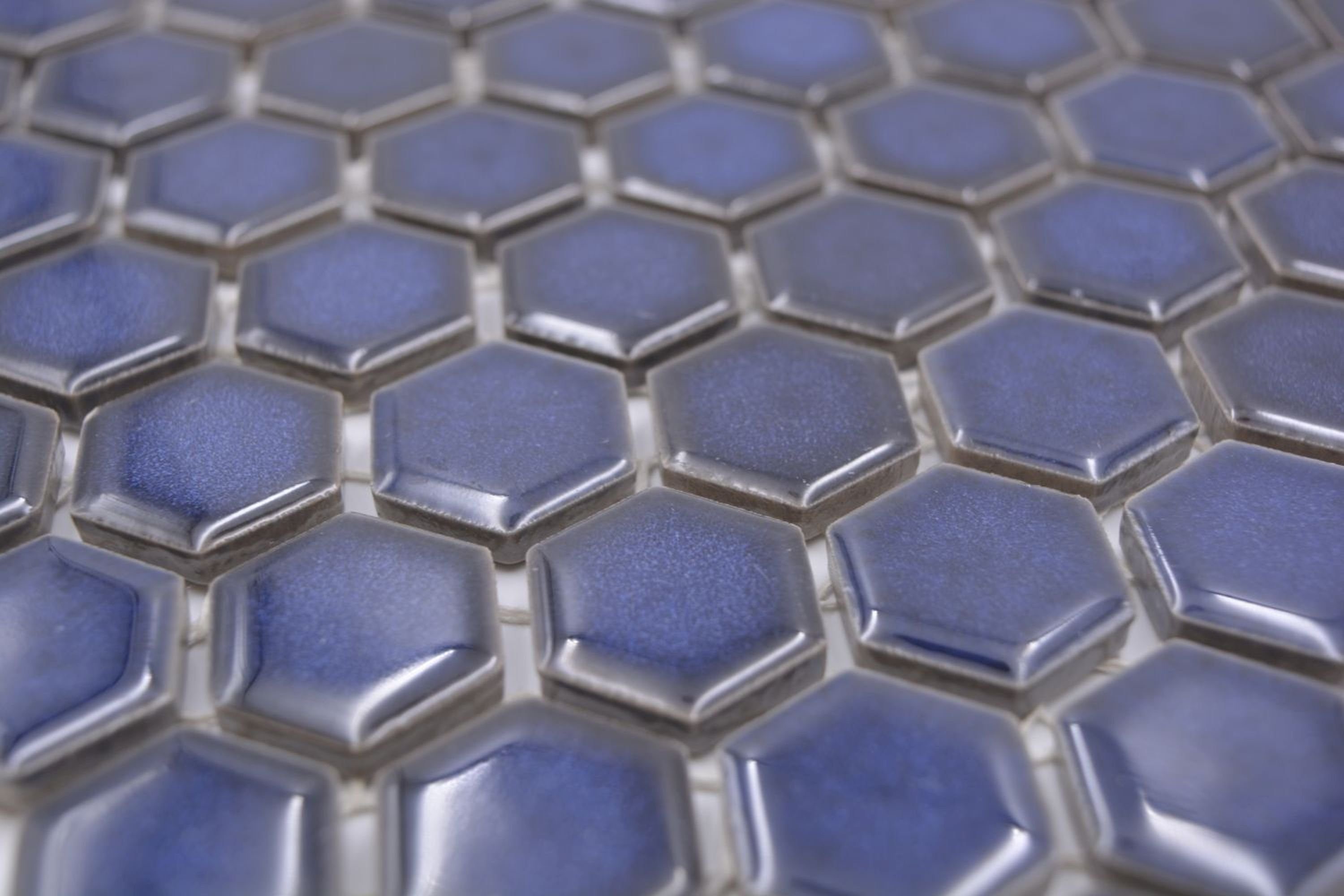 Mosani Mosaikfliesen Keramikmosaik Mosaikfliesen kobaltblau glänzend / 10 Mosaikmatten