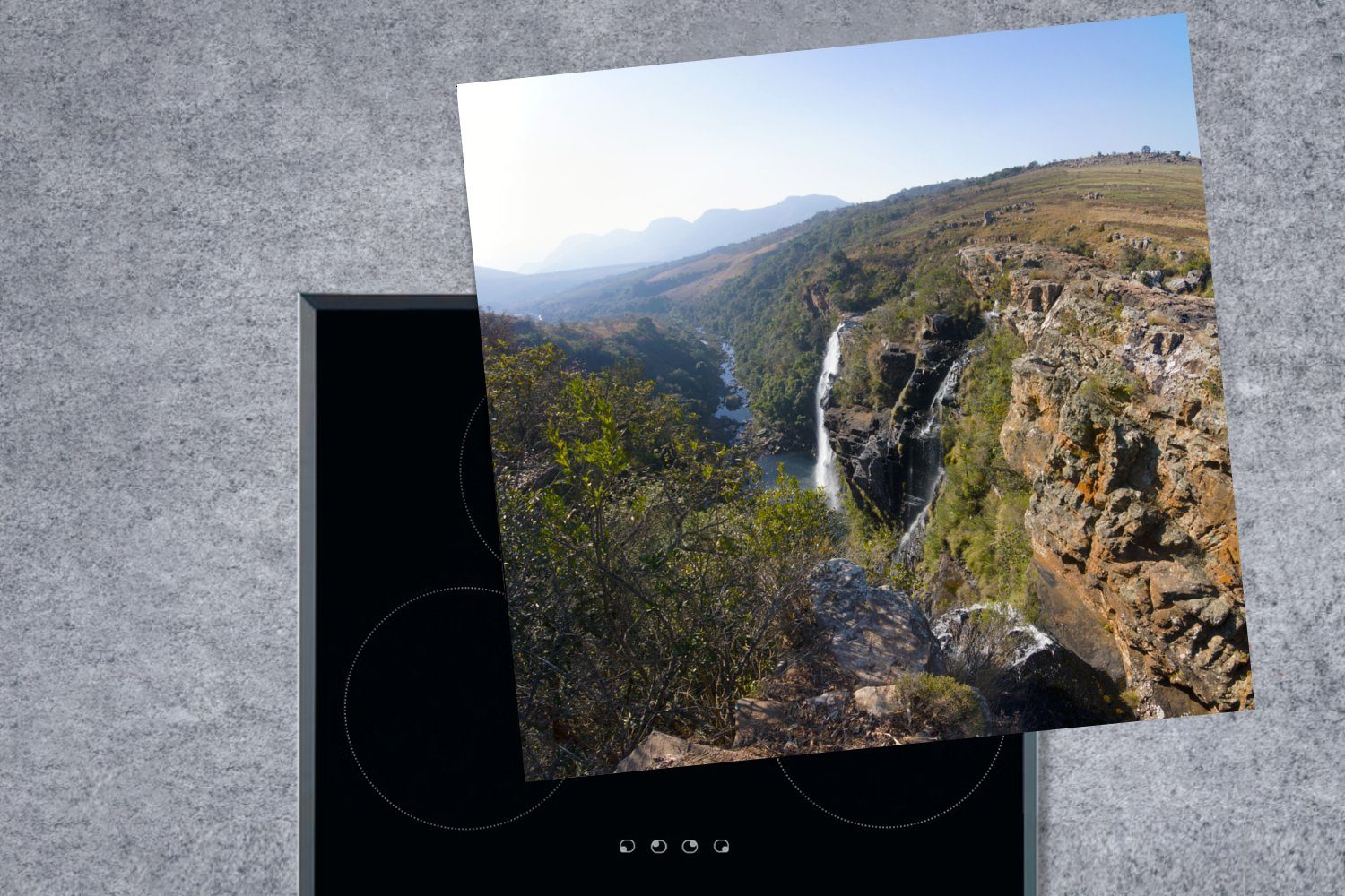 Südafrika, für cm, afrikanischen Blyde tlg), Vinyl, MuchoWow am in küche Herdblende-/Abdeckplatte Arbeitsplatte Wasserfall River 78x78 Ceranfeldabdeckung, (1