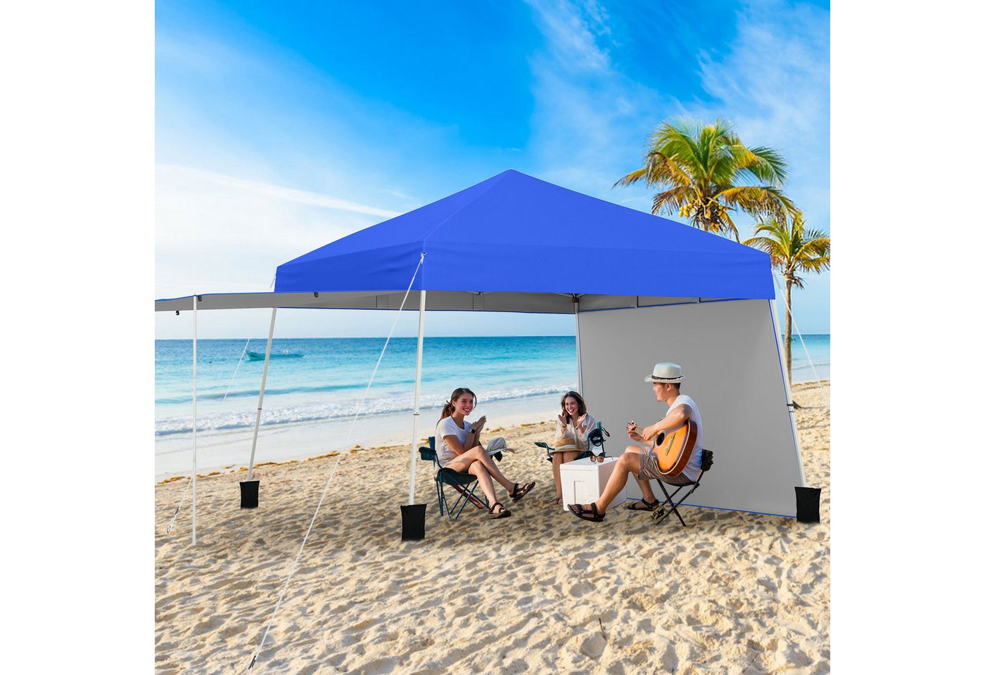 Thumbnail - COSTWAY Faltpavillon, Pop-up Pavillon mit 2 Markise, Partyzelt 430x280cm