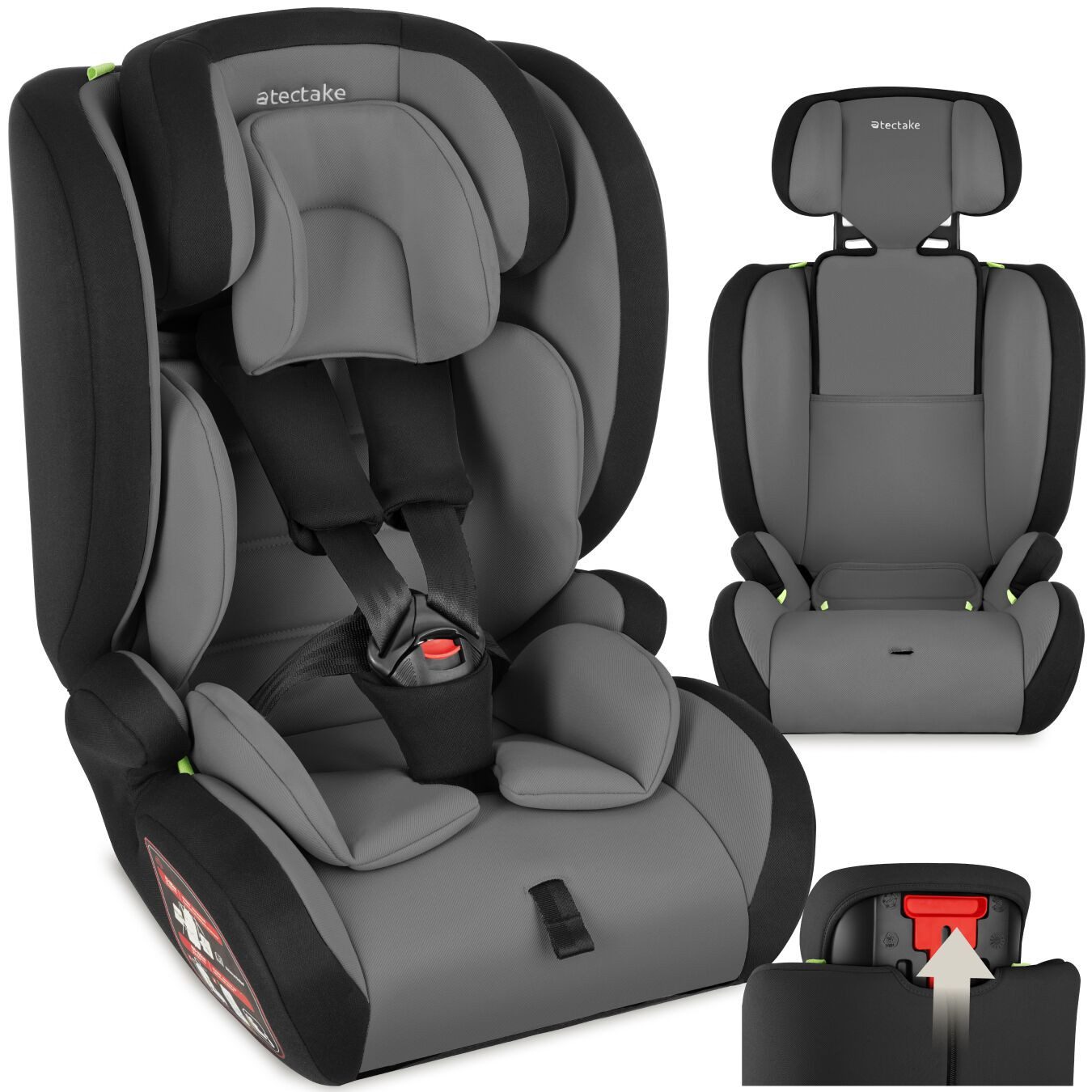 tectake Autokindersitz Sicherheitssitz, 76–150 cm, Belastbarkeit 36 kg, (Autositz für Kinder Sophie), i-Size, Seitenaufprallschutz, Sitzverkleinerer