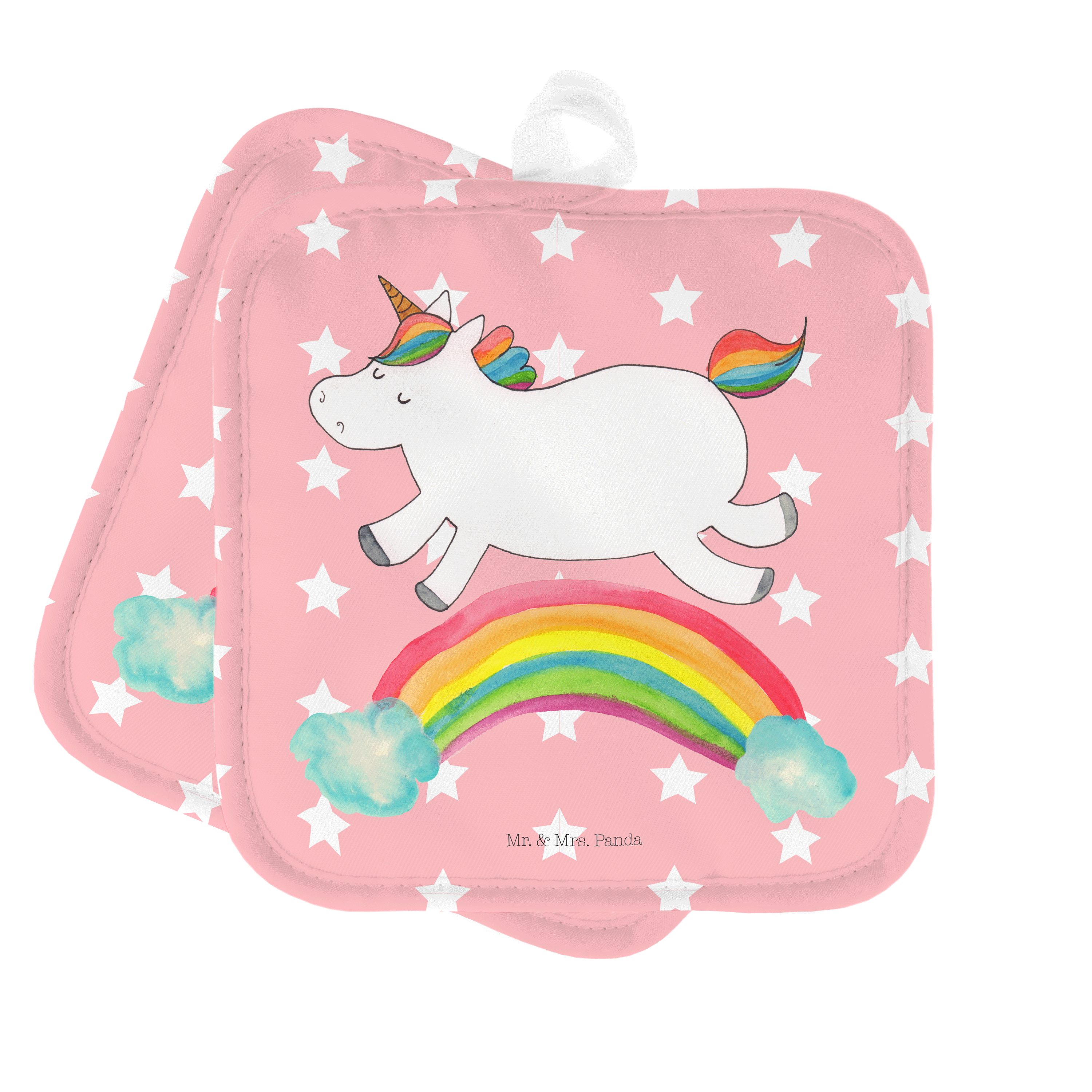 Mr. & Mrs. Panda Topflappen l, Rot - (1-tlg) Regenbogen - Pastell Topflappen Topflappen, Einhorn Geschenk