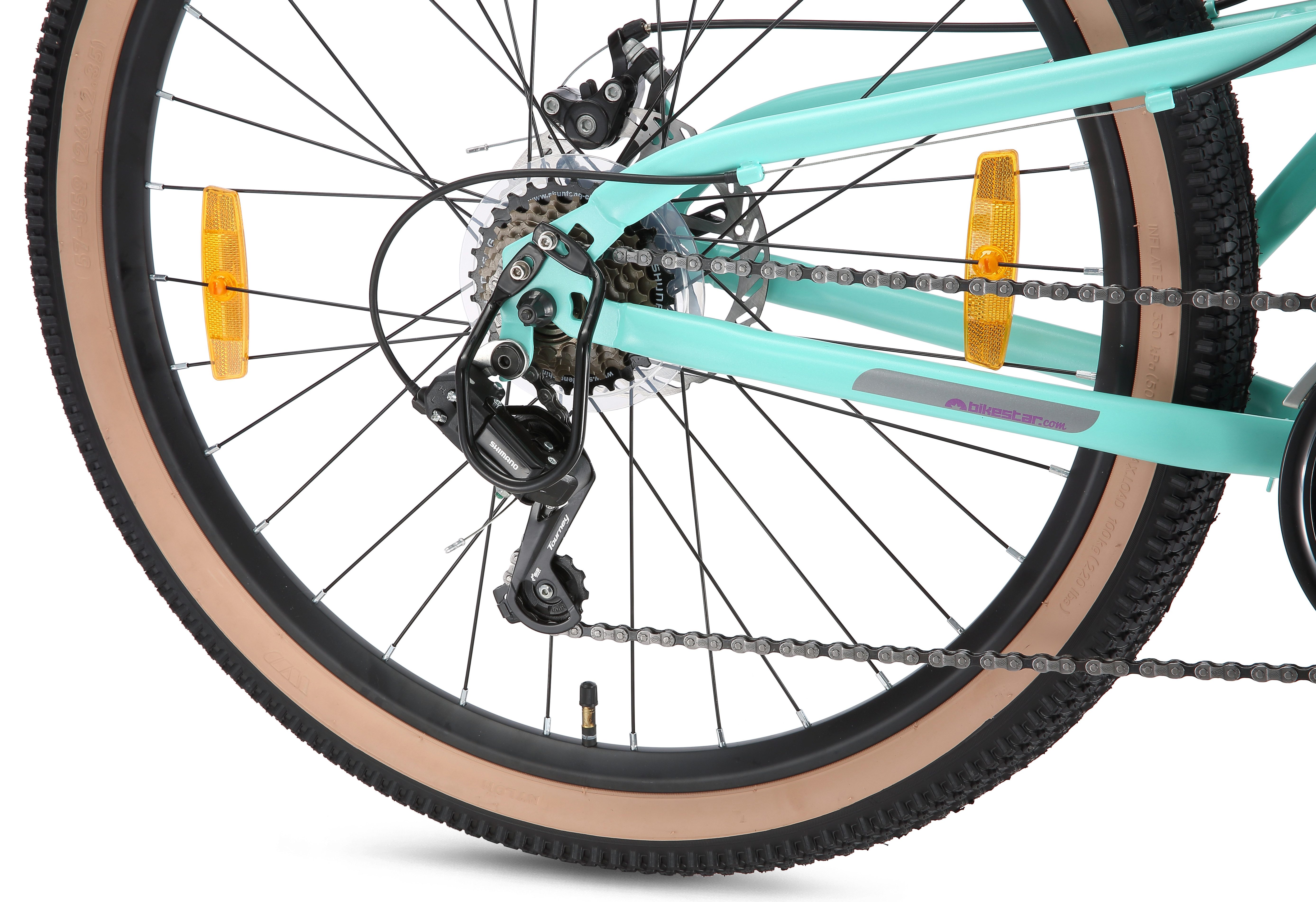 Bikestar Mountainbike, 21 Gang Shimano RD-TY300 Schaltwerk, Kettenschaltung, für Damen und Herren, Kettenschaltung