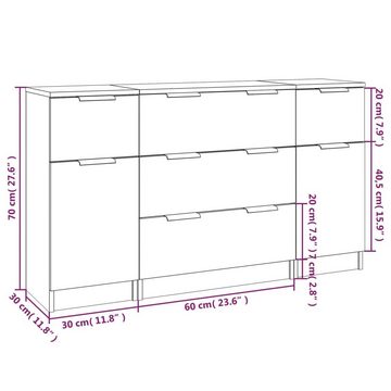 vidaXL Sideboard 3-tlg. Sideboard-Set Räuchereiche Holzwerkstoff (3 St)