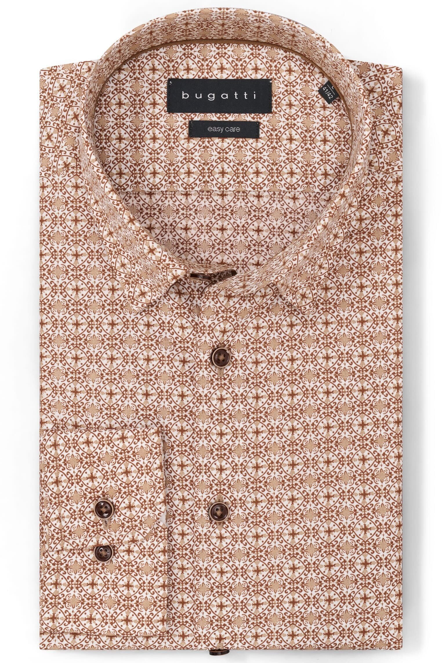 bugatti Langarmhemd Modern Fit mit Under-Button-Down Kragen