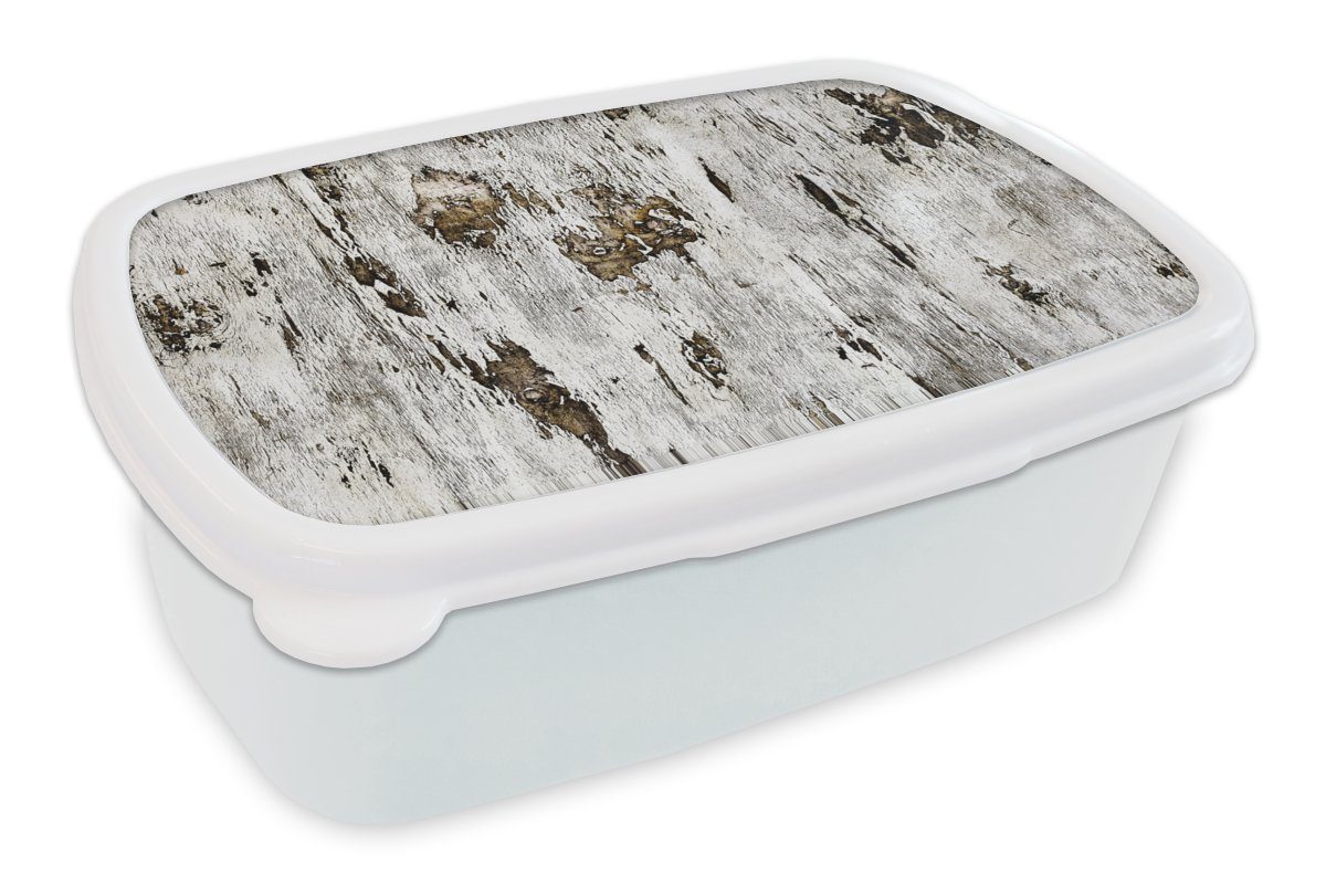 MuchoWow Lunchbox Birke - Weiß - Holz, Kunststoff, (2-tlg), Brotbox für Kinder und Erwachsene, Brotdose, für Jungs und Mädchen