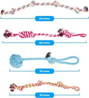 BOTC Kauspielzeug Hundespielzeug-Set für kleine und mittlere Hunde + Welpen,Set 11-tlg, 11-teilig- Hundespielzeug - Intelligenz - Seil - Flostseil - Beißring