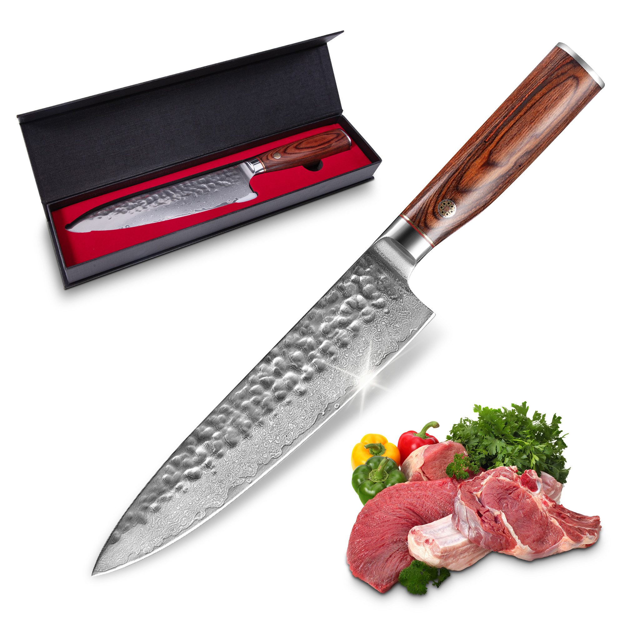 walkbee Поварские ножи Кухонные ножи,Premium Damast Кухонные ножи, Тесак,widerstandsfahig/langlebig,ergonomisch geformt