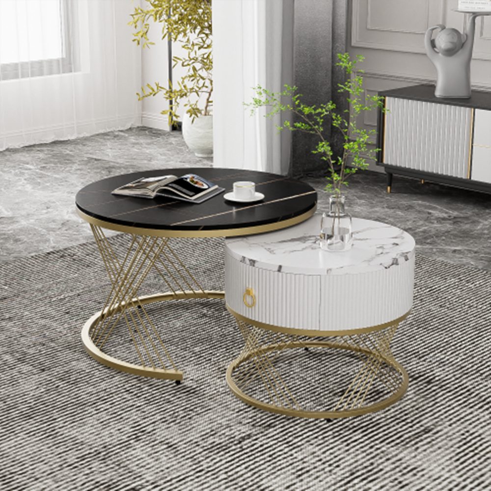 XDeer Couchtisch 2er-Set Runder Couchtisch,zusammensetzbarer Couchtisch, günstig online kaufen