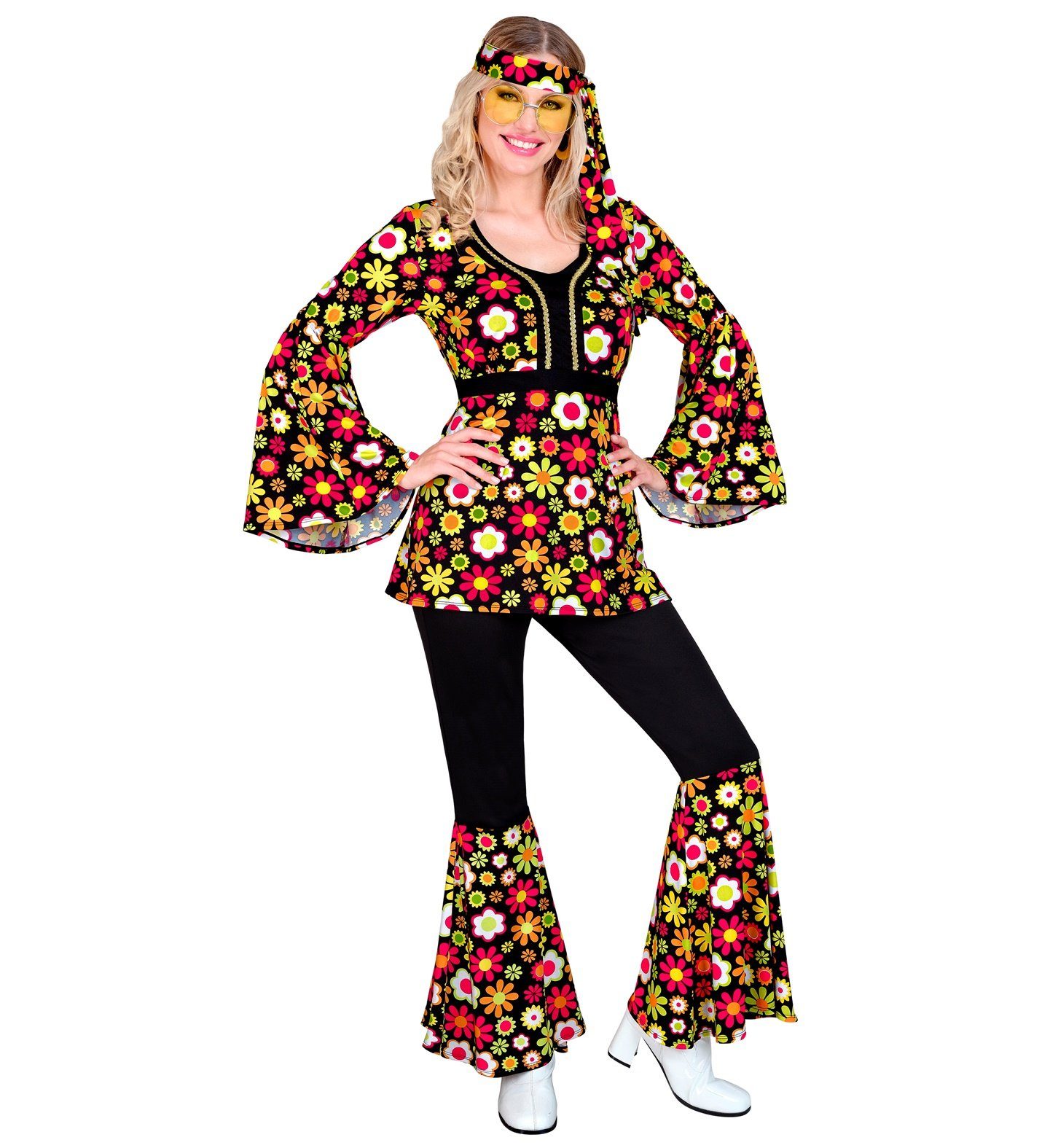 Widmann S.r.l. Kostüm Hippie Anzug 'Flowers' für Damen, Mehrfarbig