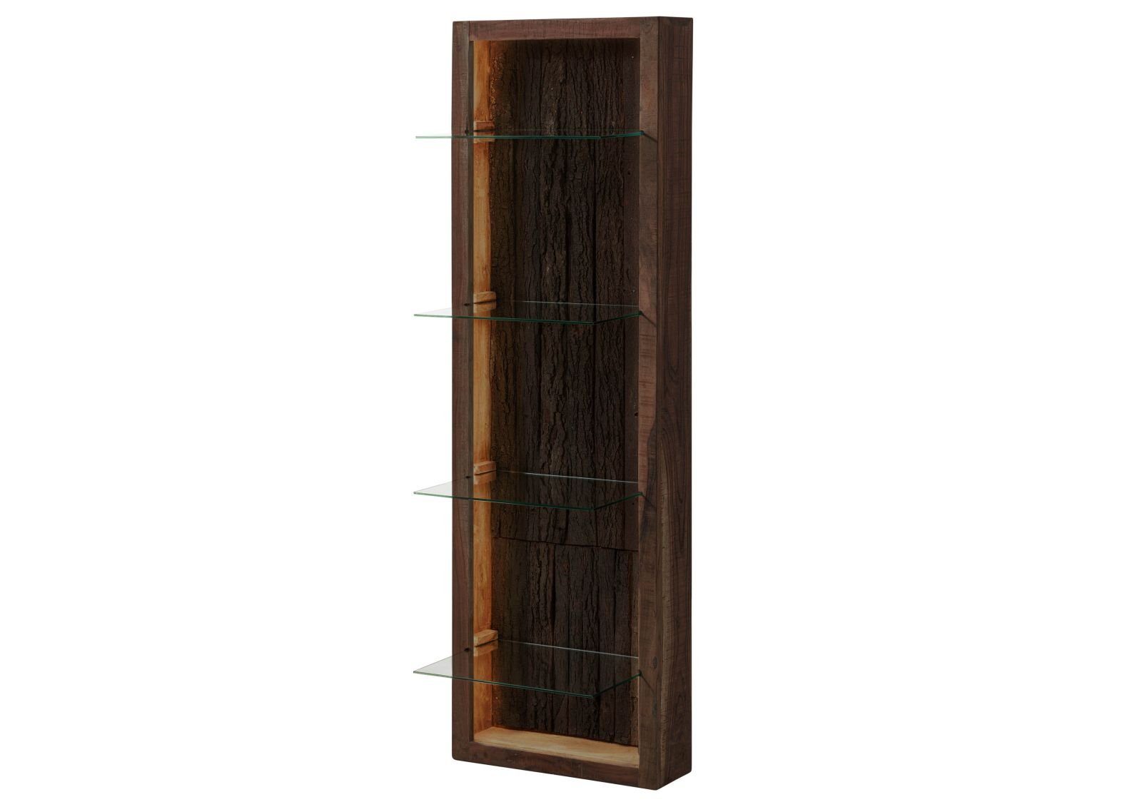 Massivmoebel24 Wandregal BARK Akazie Massivholz dunkelbraun, Akazie 45x30x145 cm (BxTxH) dunkelbraun lackiert