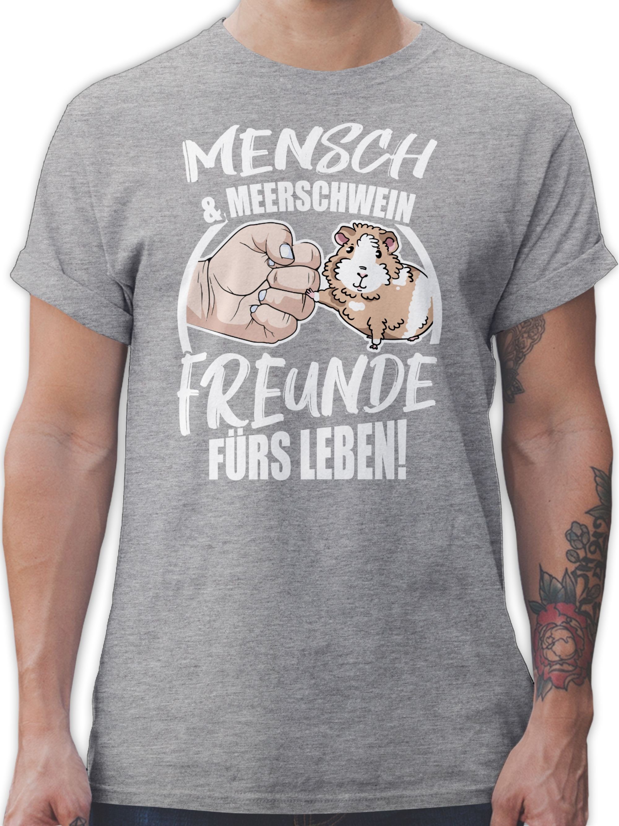 Shirtracer T-Shirt Mensch & Meerschwein Freunde fürs Leben Tiere Zubehör 3 Grau meliert | T-Shirts