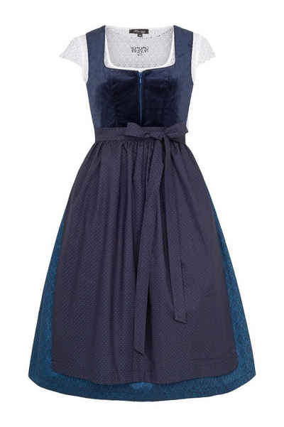 Ramona Lippert Дирндль Samy blau Samtdirndl Kleid und Schürze Rocklänge 65 cm