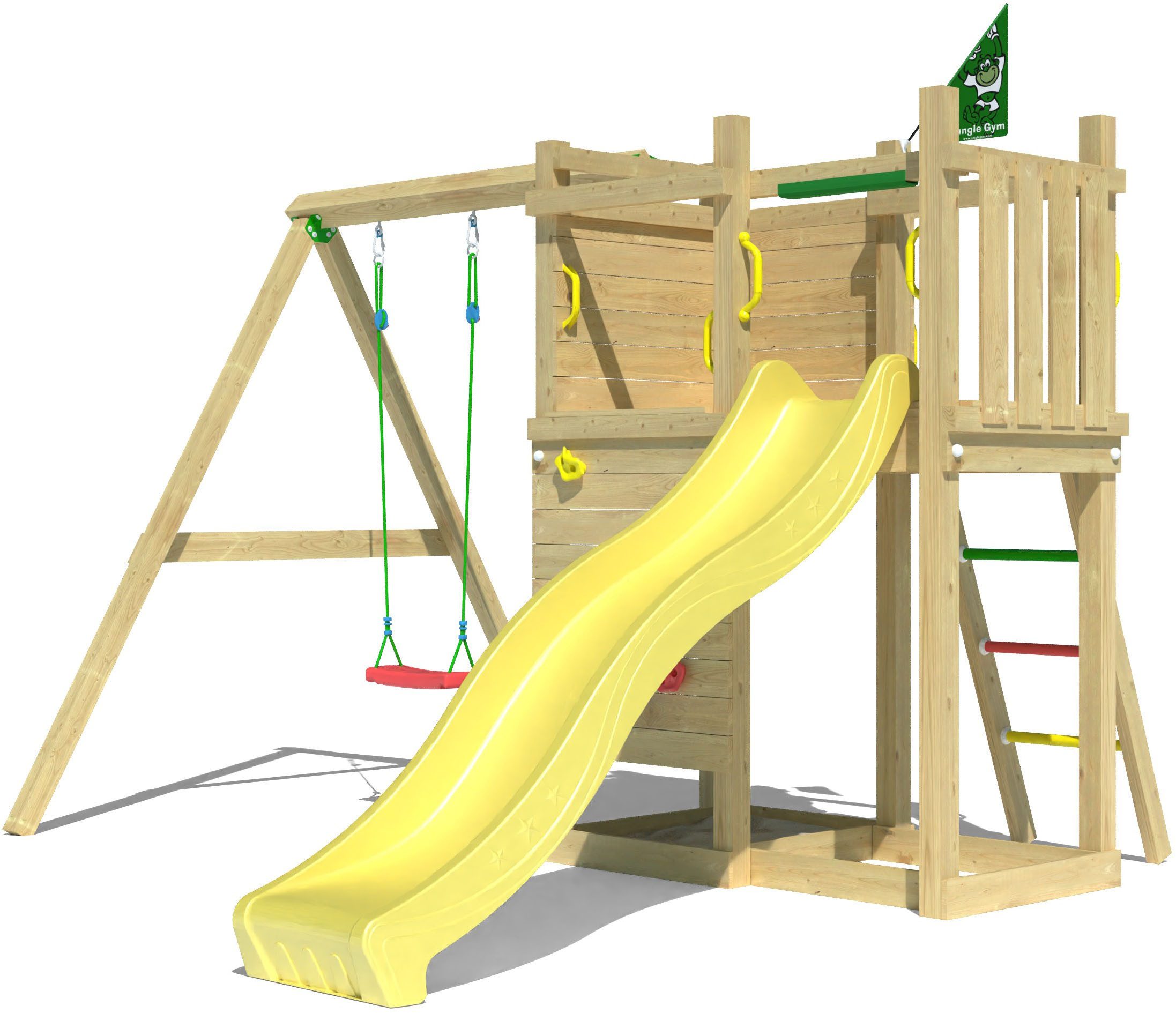 Jungle Gym Spielturm Deck, Spielanlage mit Schaukel und Rutsche mit Wasseranschluss