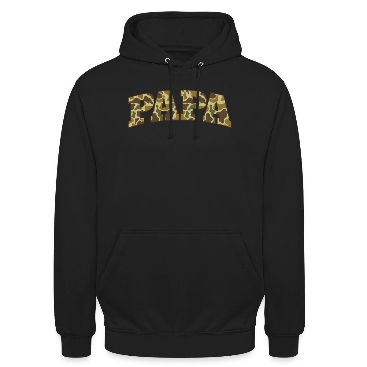 Spreadshirt Hoodie Papa, Camouflage Muster Vater Unisex Hoodie (1-tlg) Unisex-Schnitt: Sitzt bei Männern körpernah, bei Frauen weit