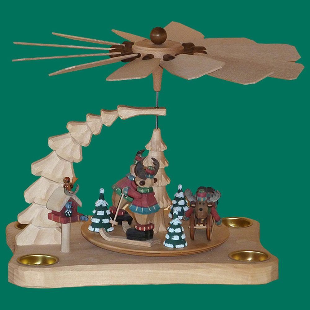 Weihnachtspyramide Tischpyramide Elche geschnitzt groß Höhe 26cm NEU