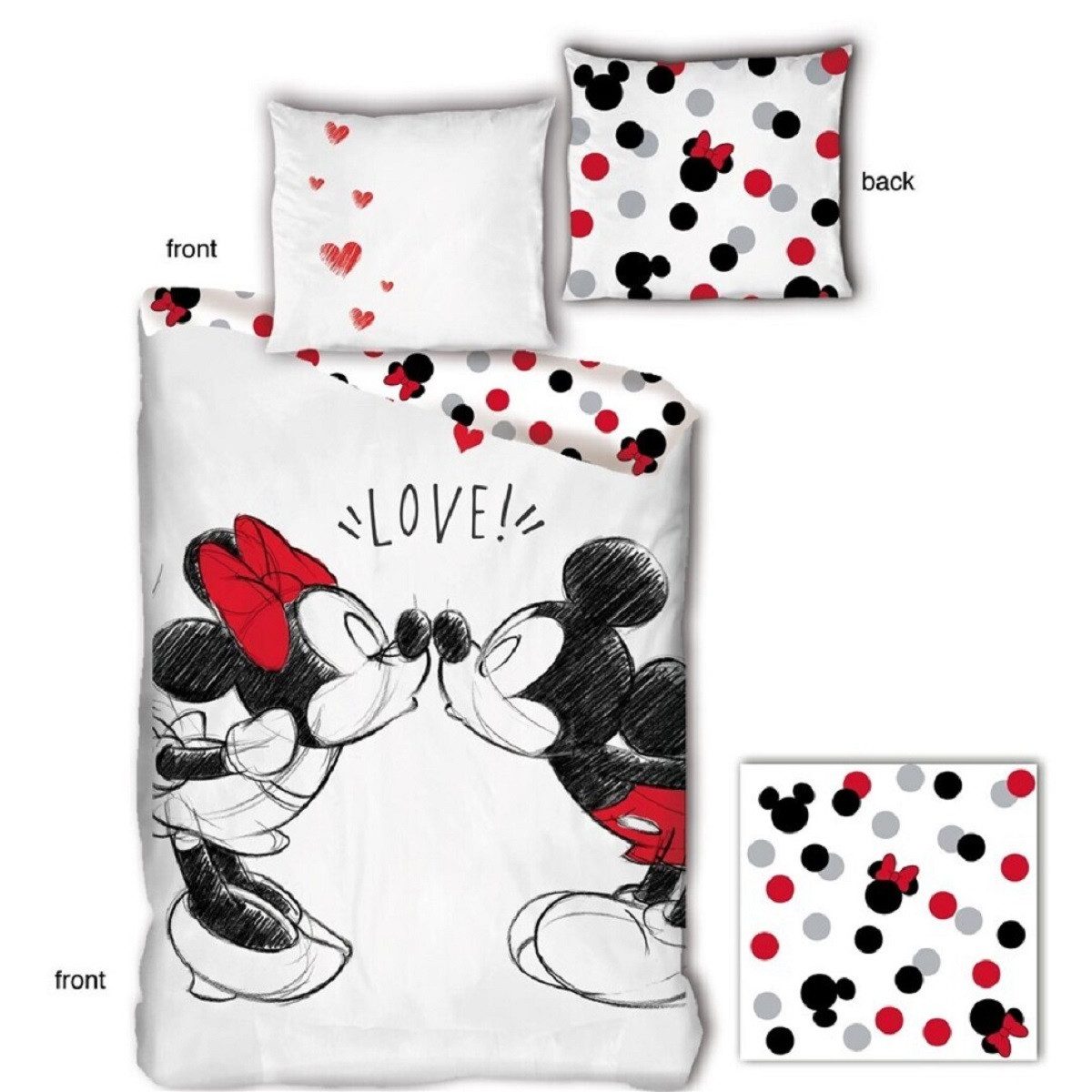 Disney Mickey Mouse Постельное белье & Minnie Постельное белье-Set – 140x200 cm + 65x65 cm aus Bio-Baumwolle
