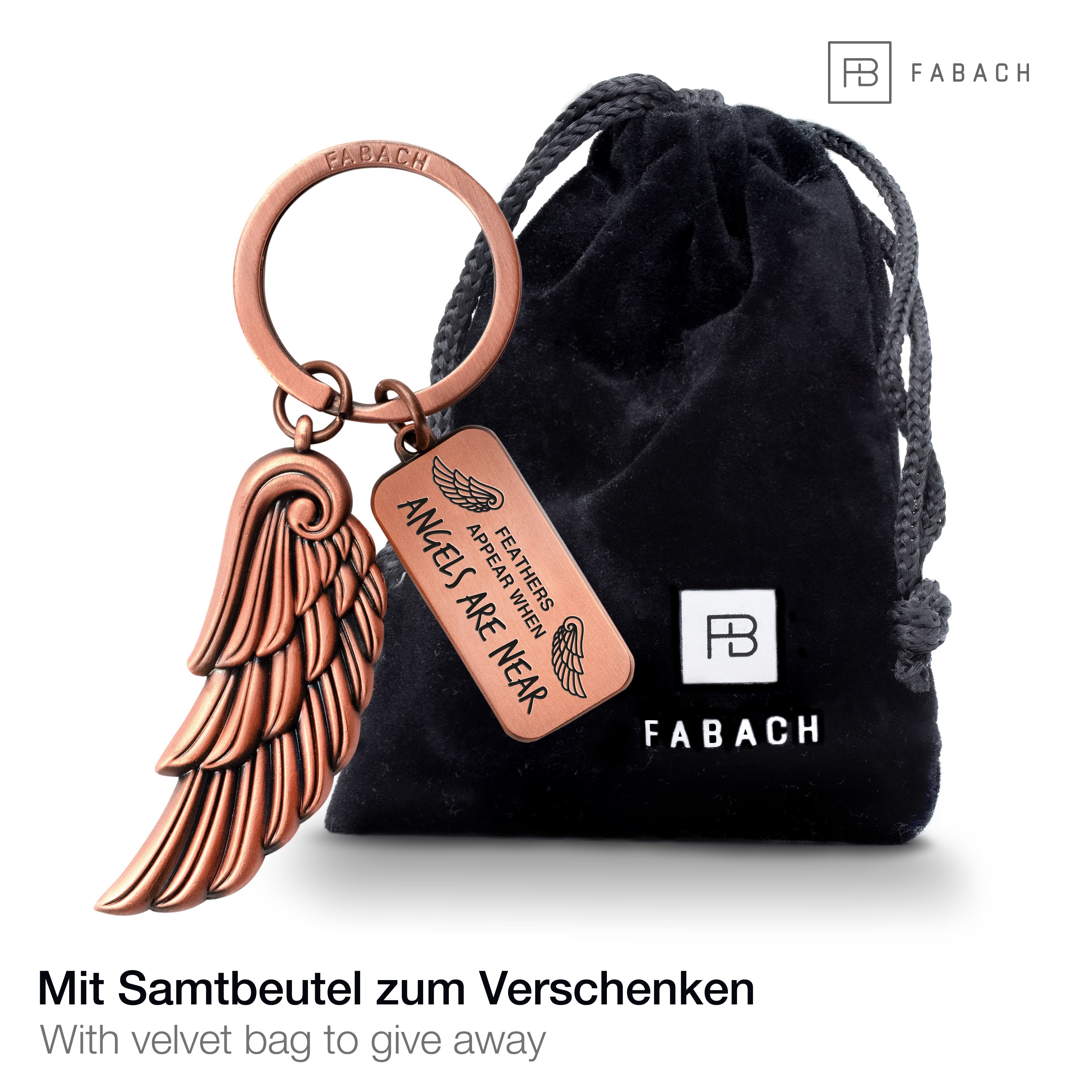 Near Are Antique - Schutzengel Gravur Schlüsselanhänger mit Roségold Engelsflügel Geschenk Angels - FABACH Angel