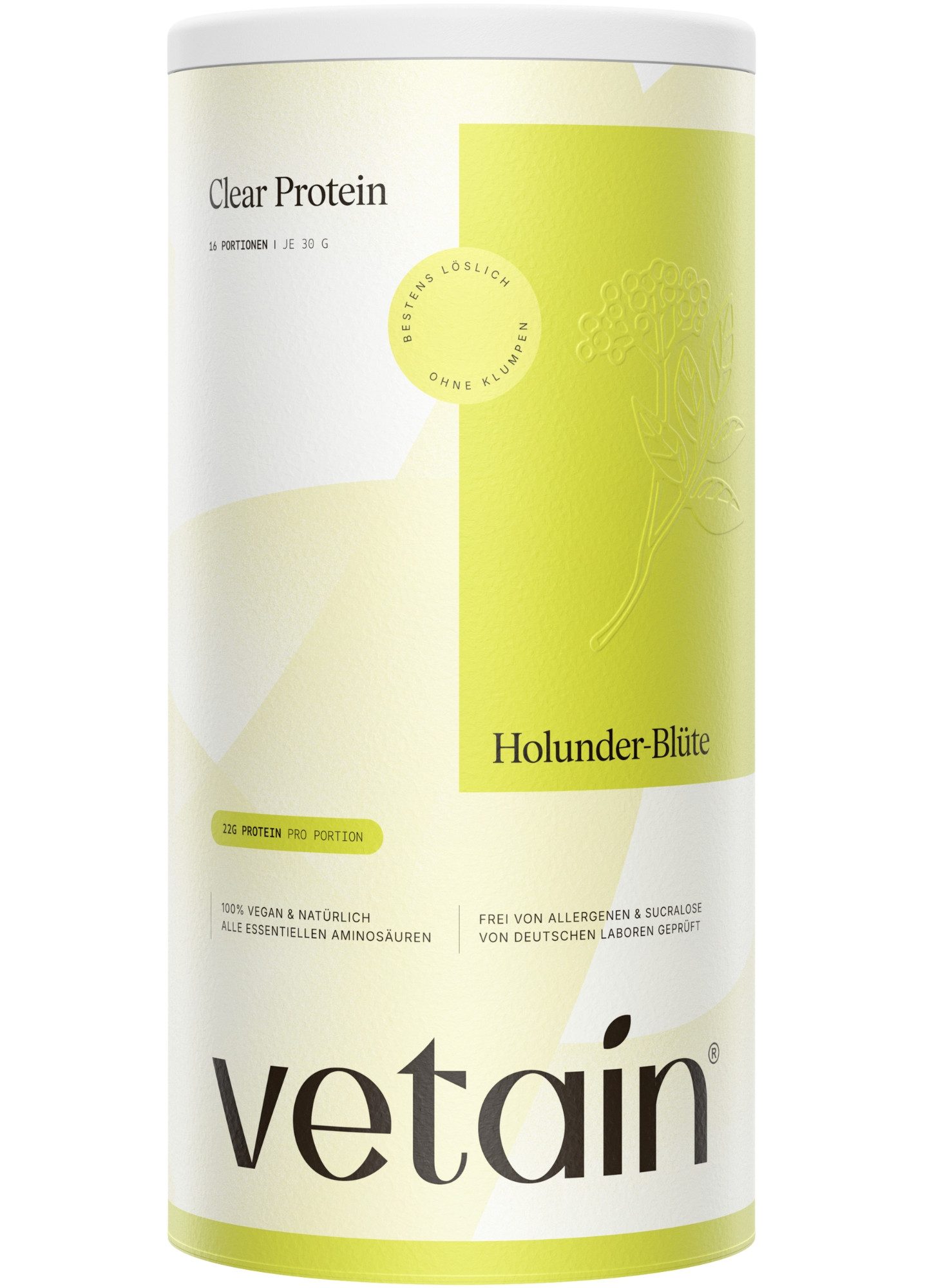 VETAIN Clear Protein Vegan - 22g Protein - ohne Sucralose - Pulver, - 480g à