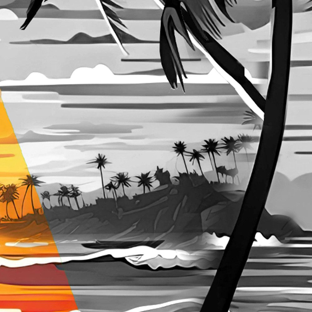 Hawaiihemdshop.de Hawaiihemd Hawaii Hemd Herren Baumwolle Kurzarm Hawaiihemd mit Palmen und Meer