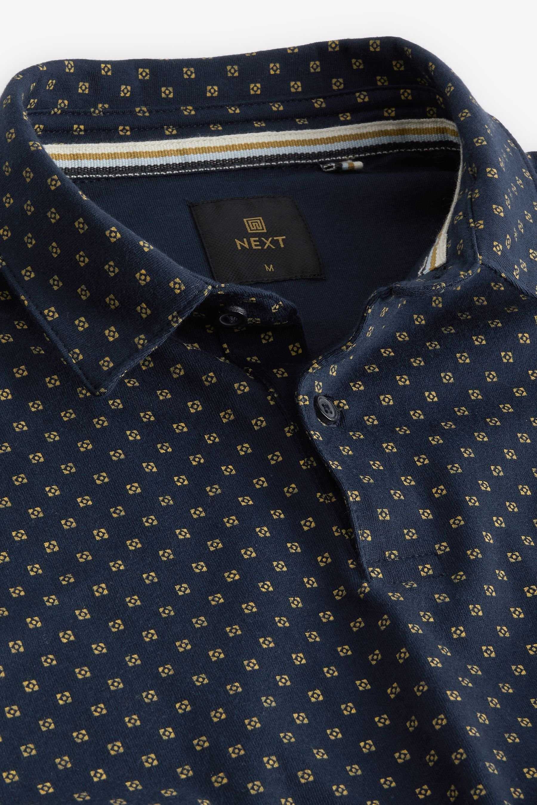 Print Geo aus Poloshirts White/Black/Navy (3-tlg) Jersey Poloshirt im Next 3er-Pack Blue