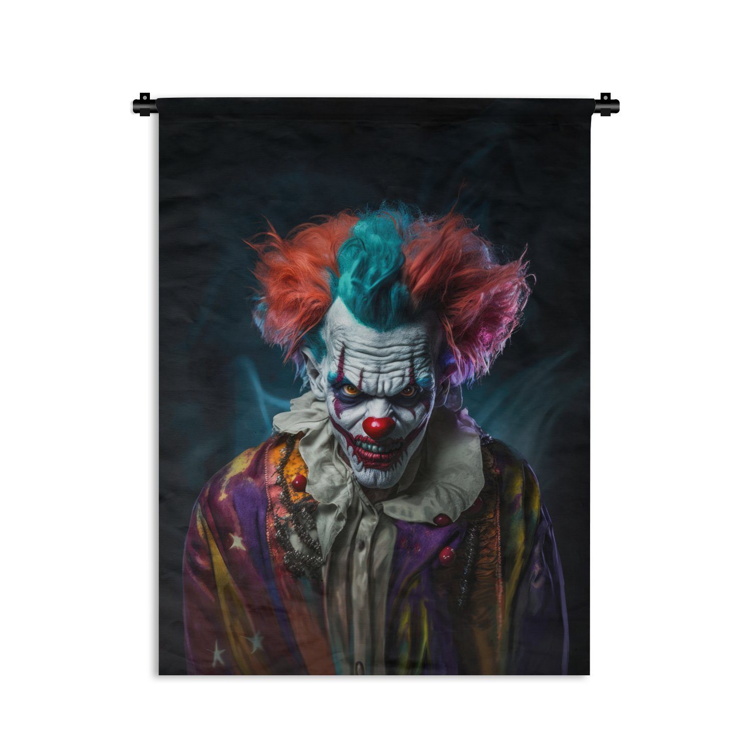 MuchoWow Wanddekoobjekt Clown - Make-up - Kostüm - Porträt - Horror, Deko für an der Wand, Wohnzimmer, Tapisserie, Schlafzimmer