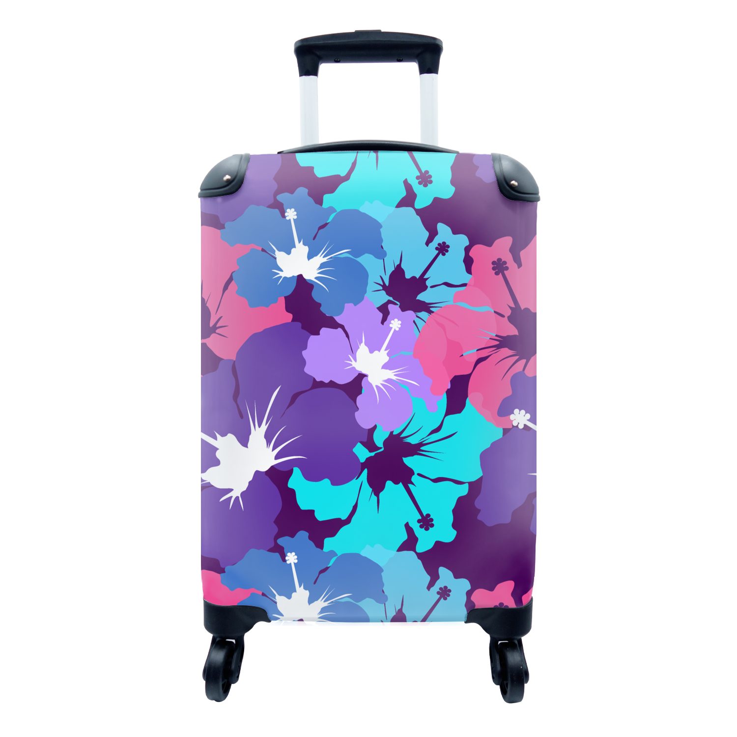- Tropisch 4 Reisekoffer für Ferien, Rollen, MuchoWow Trolley, Hawaii - Reisetasche mit Muster, Handgepäck Blumen - Handgepäckkoffer rollen,