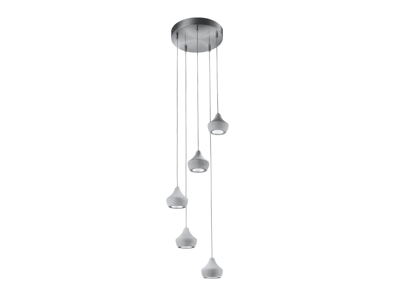 Reality Leuchten Pendelleuchte Cluster Pendelleuchte mit Beton, Ø 35cm, LED fest integriert, Warmweiß, Cluster Pendelleuchte aus Metall und Beton für Esszimmertisch