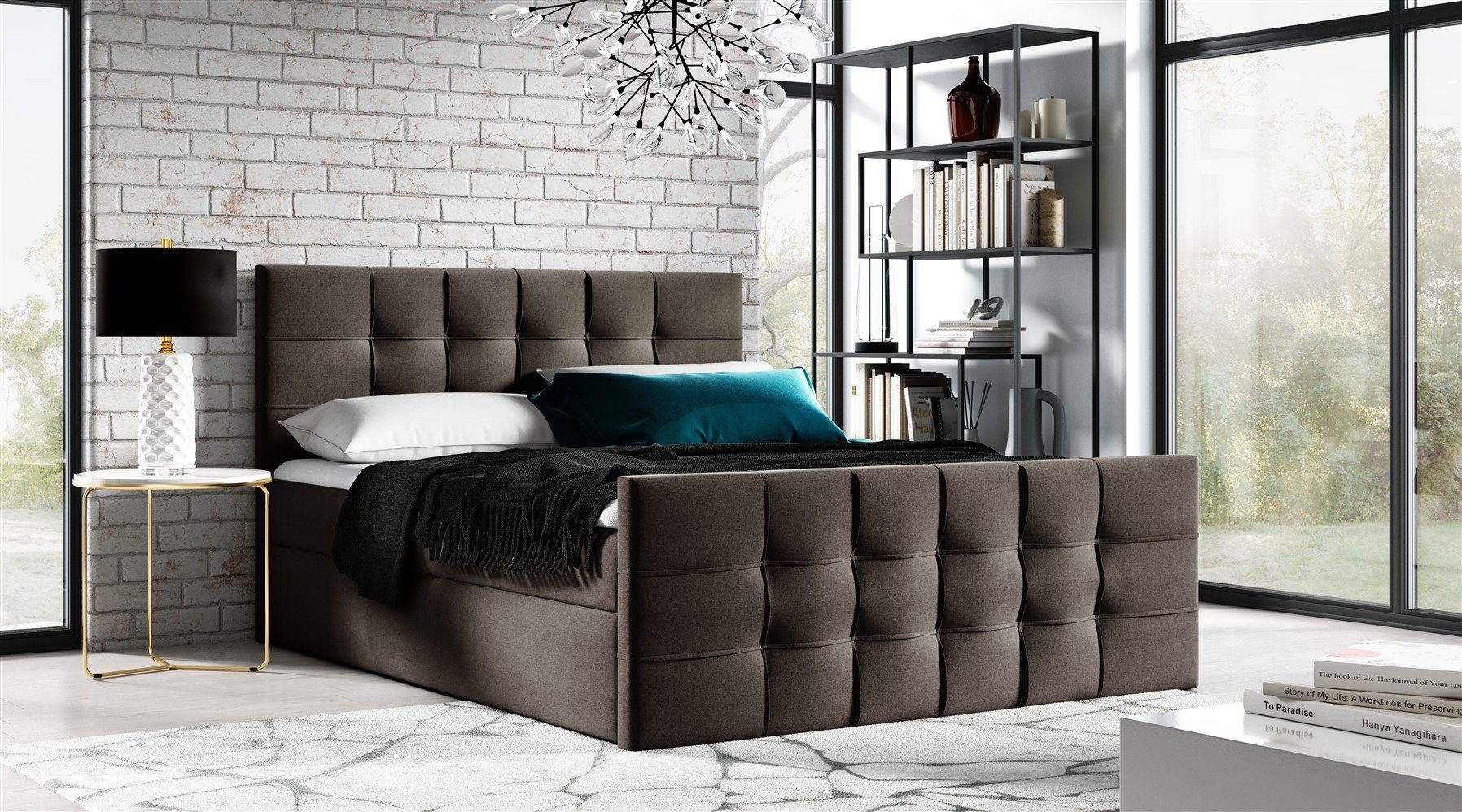 Fun Möbel Boxbett Schlafzimmerbett OVIEDO LUX Überlänge (inkl. Bettkästen, inkl. Kaltschaumtopper), Überlänge