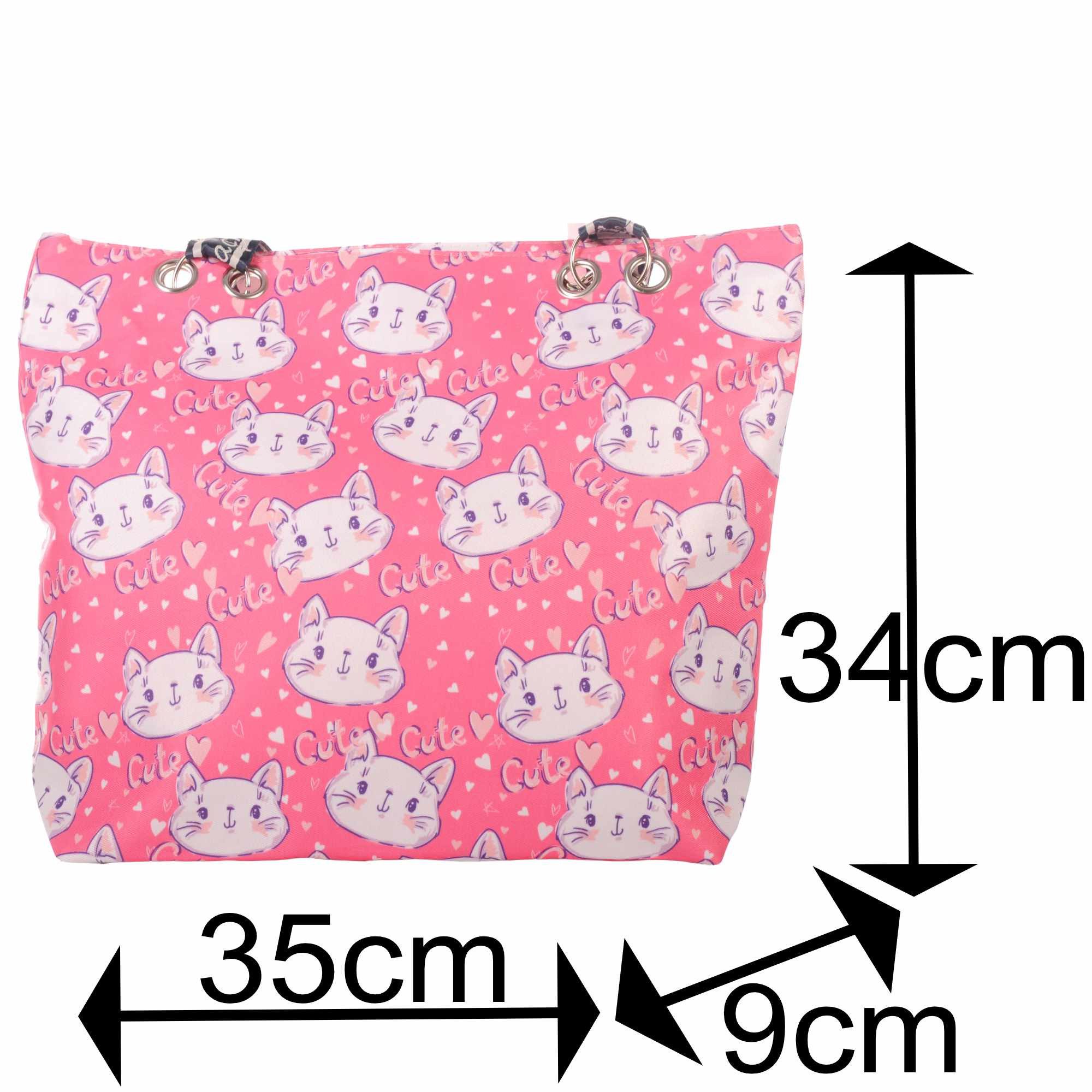 KMISSO Umhängetasche Strandtasche mit Reißverschluss und Katzenmotiv 30720 (1-tlg), im eleganten Look – Bild 4 von 5