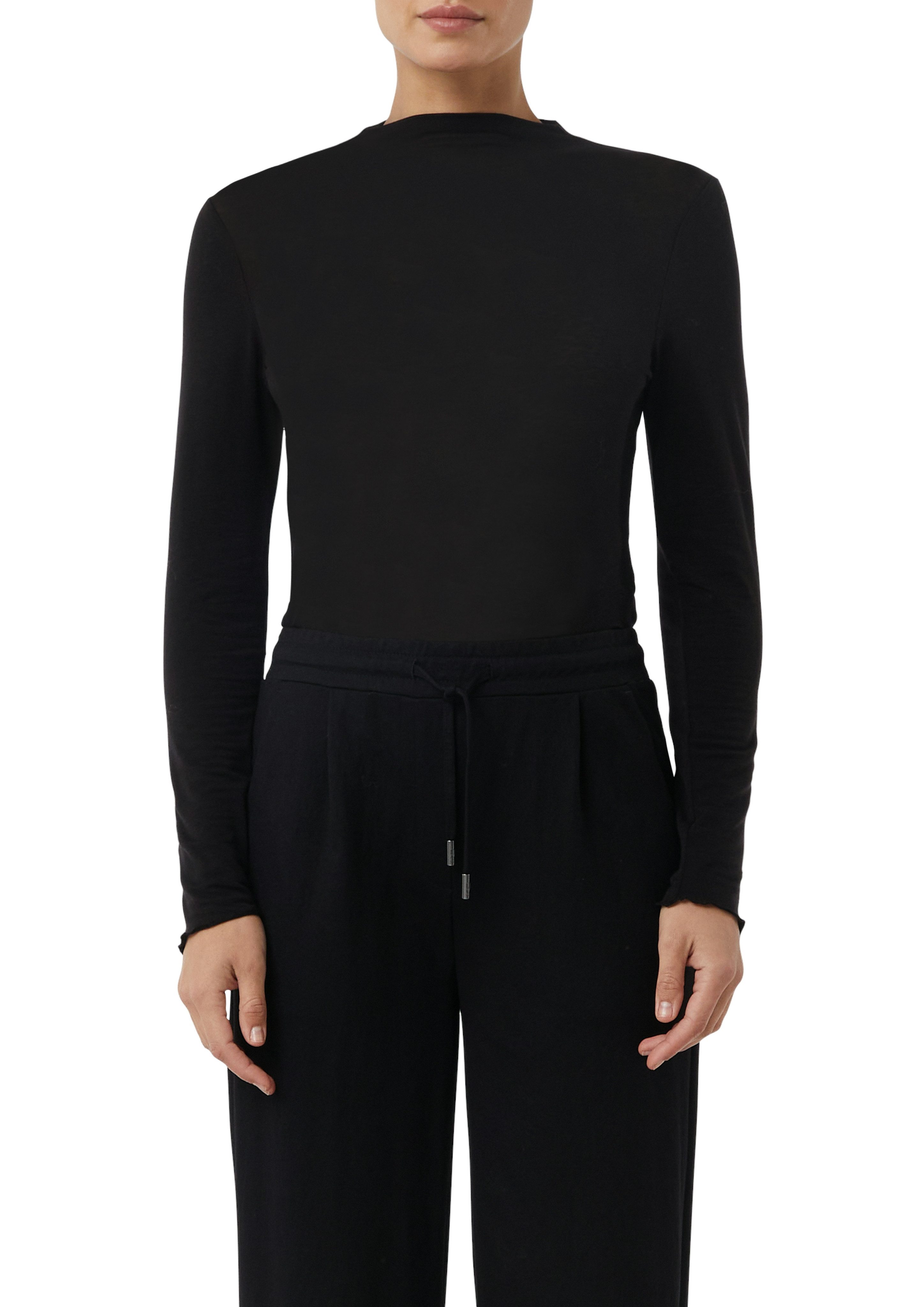 comma casual identity Langarmshirt semitransparente Optik hoher Rundhalsaus günstig online kaufen