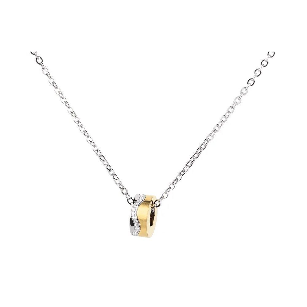 Ernstes Design Kettenanhänger Evia Anhänger Edelstahl teils goldfarben / Zirkonia AN917