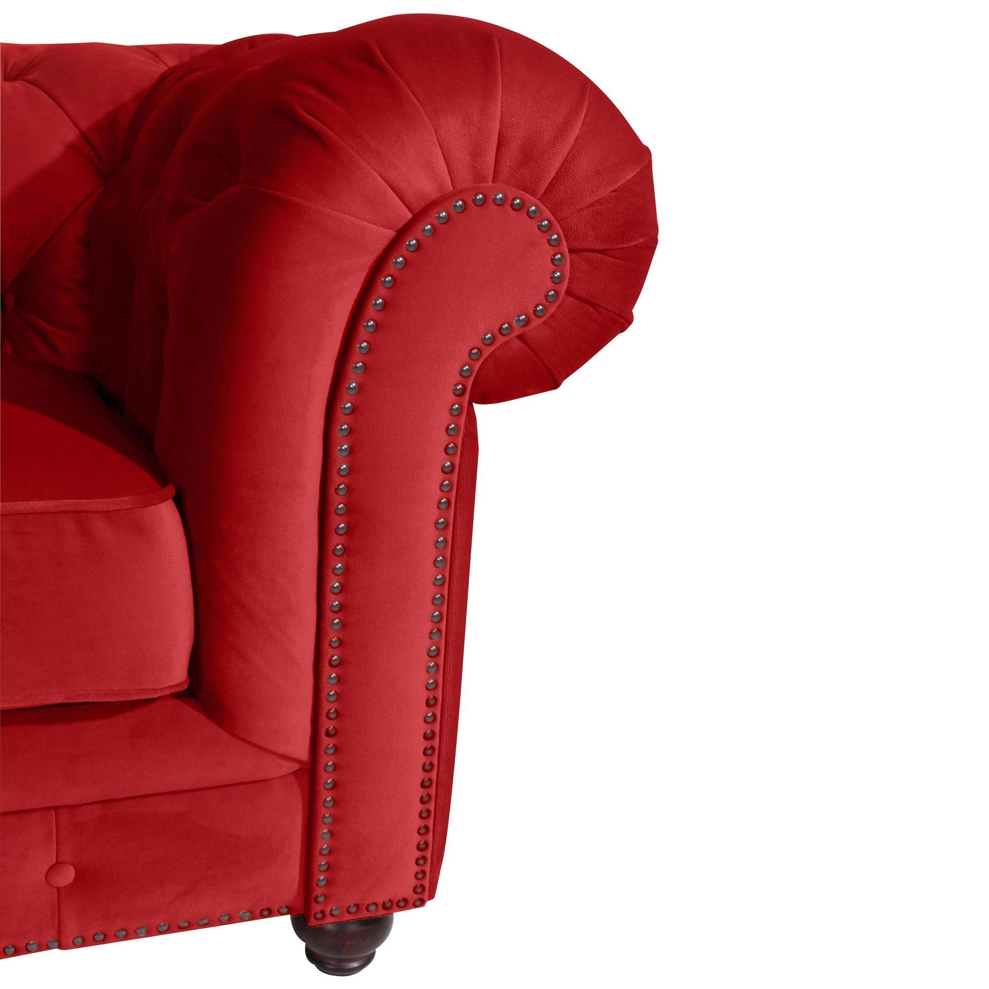verarbeitet,bequemer nussbaum Sessel Sessel hochwertig Kathe 22492 58 Buche Versand, inkl. Bezug dunkel 1-St), aufm rot / Samtvelours Kostenlosem Sitz Kessel (Sparpreis