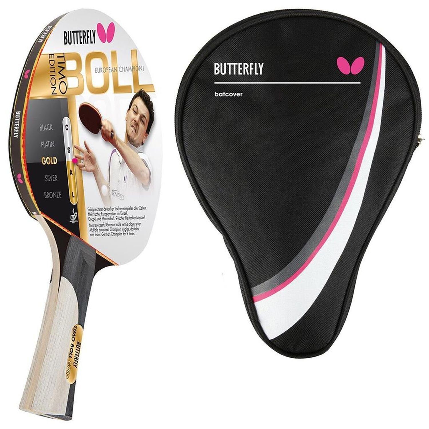 Tischtennisschläger 1x Timo Boll Gold 85020 + Drive Case 1