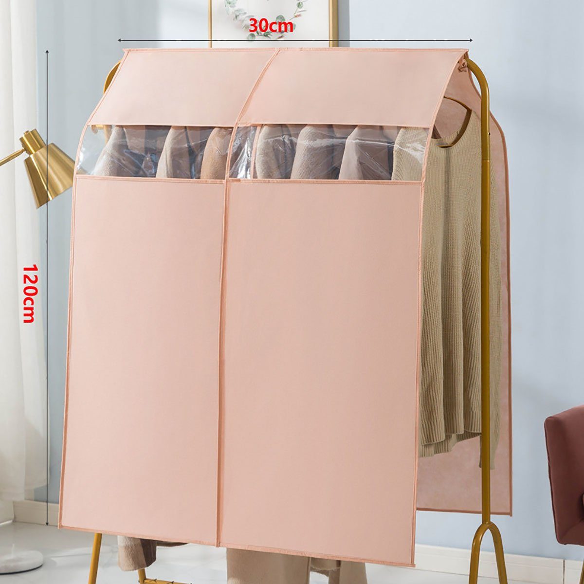 CTGtree Kleiderschutzhülle 2 Stücke (2 Staubschutz Kleidersäcke Feuchtigkeit St) rosa