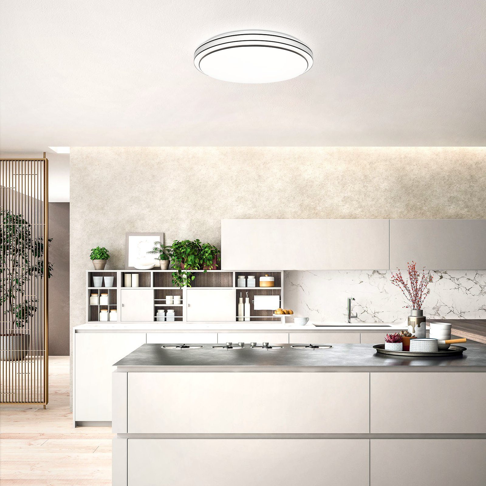 Küchenlampe LED Rund, 3000-6000k fest Modern 3000-6000k, Schlafzimmerlampe integriert, ∅27cm, Flimmerfrei, LED ZMH B Deckenleuchte Sternenhimmel