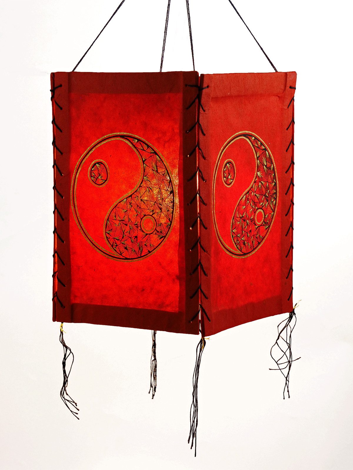 Hathi Lampenschirm Yin & Yang, rot, LOKTA Papier, Hängelampe Nepal