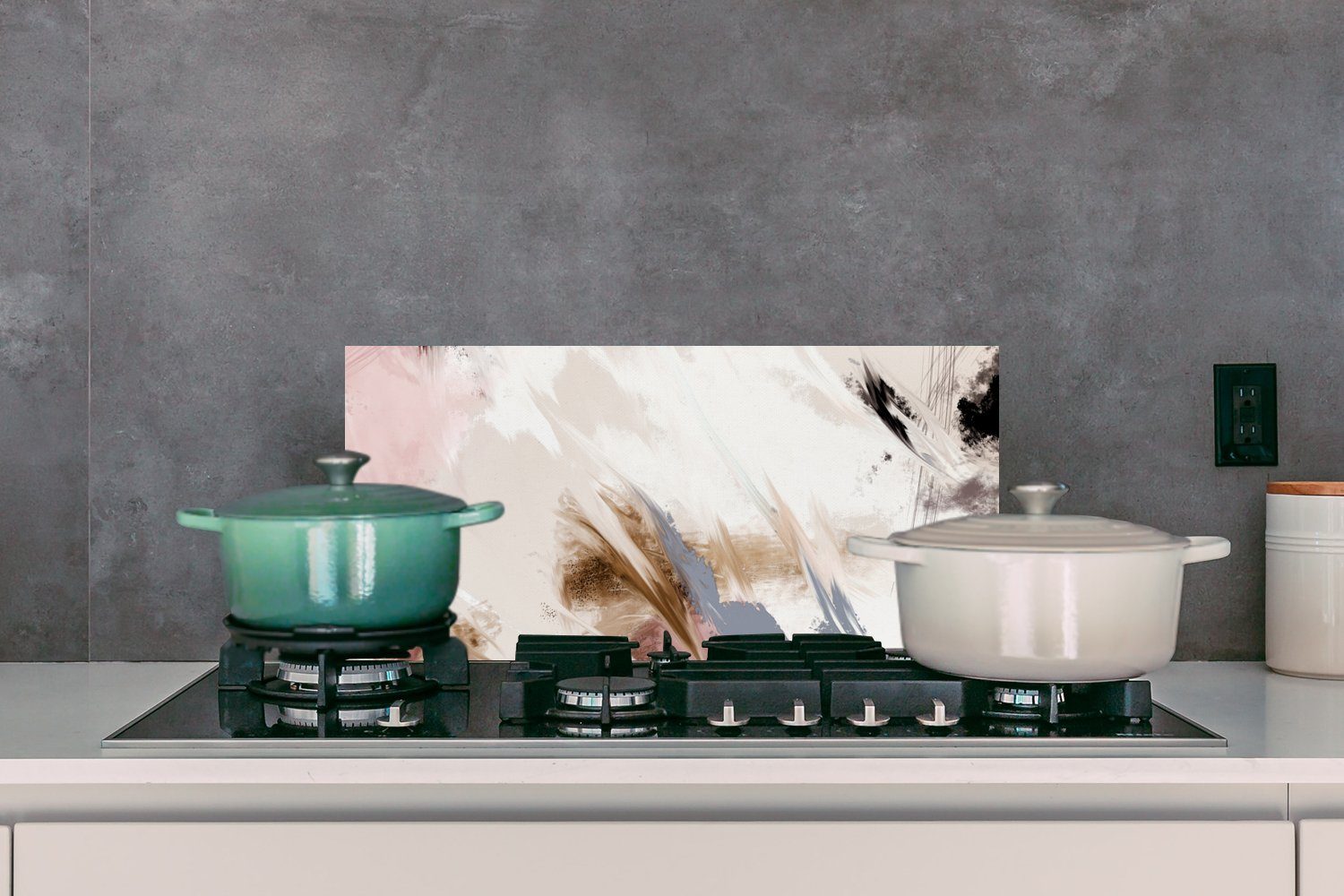 Küchenrückwand Küchen Farbe gegen Wandschutz, - cm, für Fett (1-tlg), und Muster, Schmutzflecken Kunst 60x30 - - MuchoWow Farben