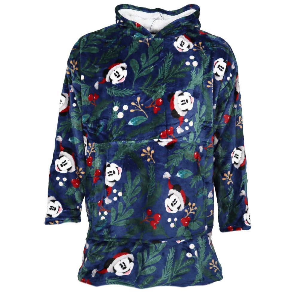 Disney Sweatponcho Disney Mickey Maus Kuschelponcho Kuscheldecke mit Ärmeln Kapuze XS-L Bauchtasche