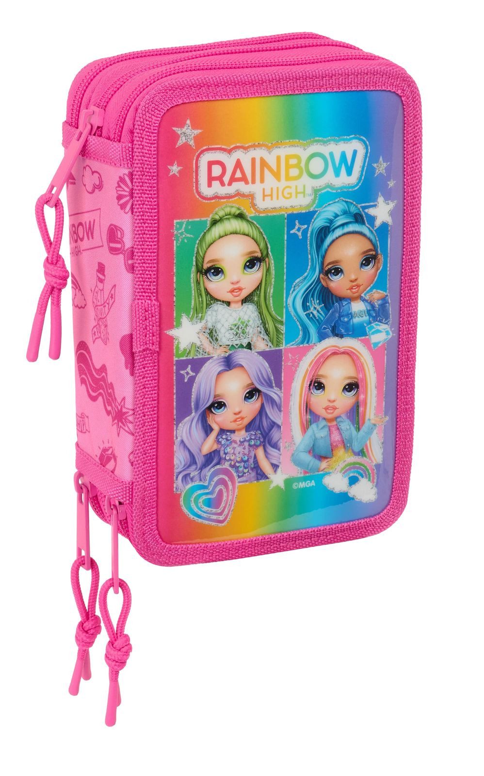 safta Federmäppchen Rainbow High - Federmäppchen, 36 Teile, 3-fach gefüllt, (36-tlg., Mädchen), Reißverschluss