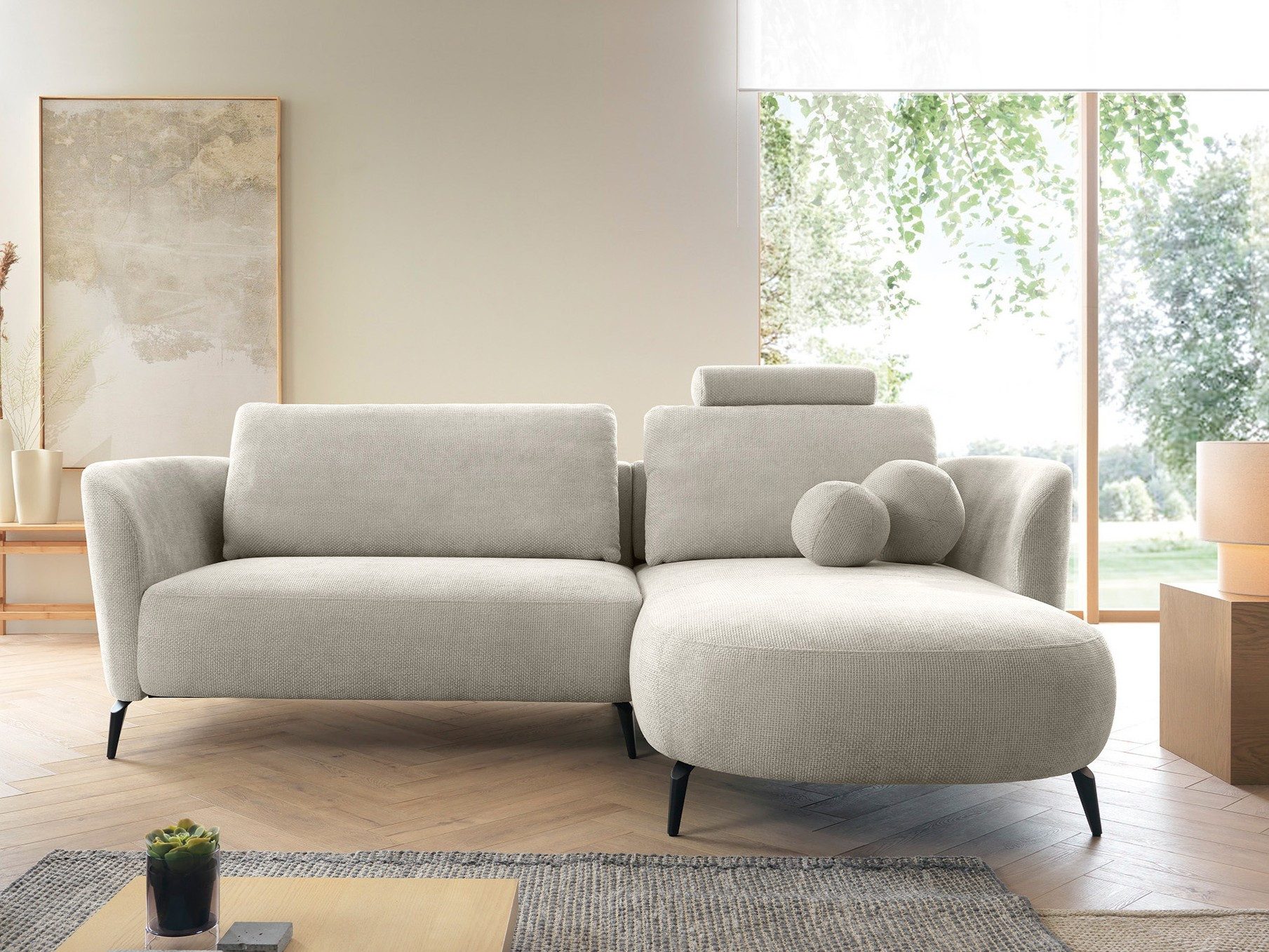 Goldstoff Ecksofa Zenit – L-Form Sofa günstig online kaufen