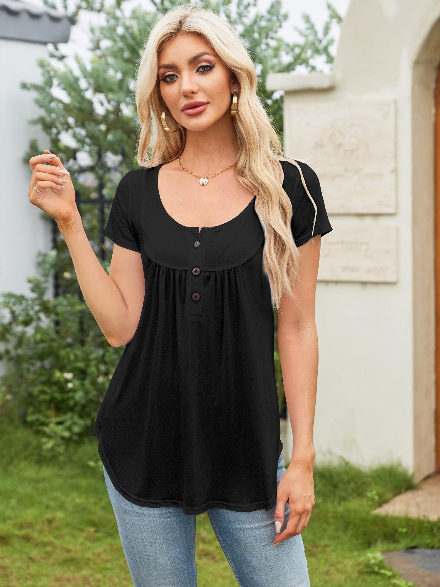 Beluring Blusentop V-Ausschnitt Rayon-Elasthan A-Linie Allrounder günstig online kaufen