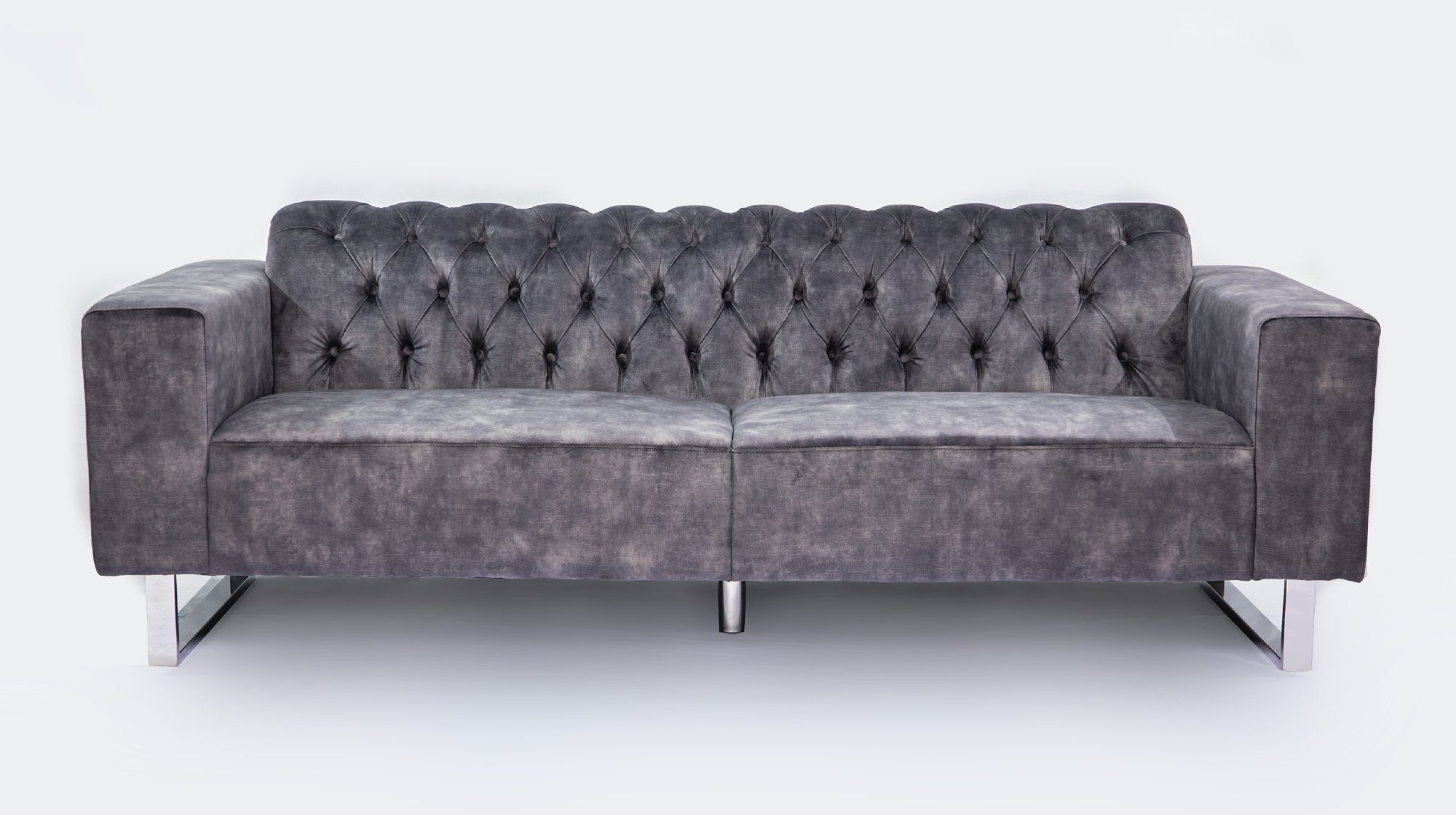 Sofa Vintage verschiedene KAWOLA Farben Velvet NILO, 3-Sitzer anthrazit