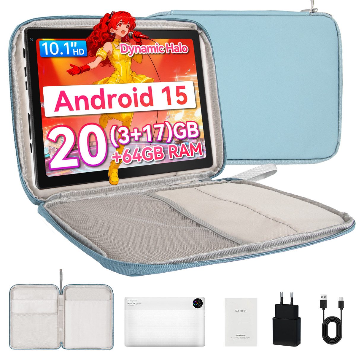 BUFO 10 Zoll 5-Core Android 15, 1280x800 IPS HD, 64GB, 5G WiFi Tablet (10", 64 GB, Andorid, 2,4G/5G WiFi, Tablet mit Blaulichtfilter, Kindersicherung, Widevine L1)