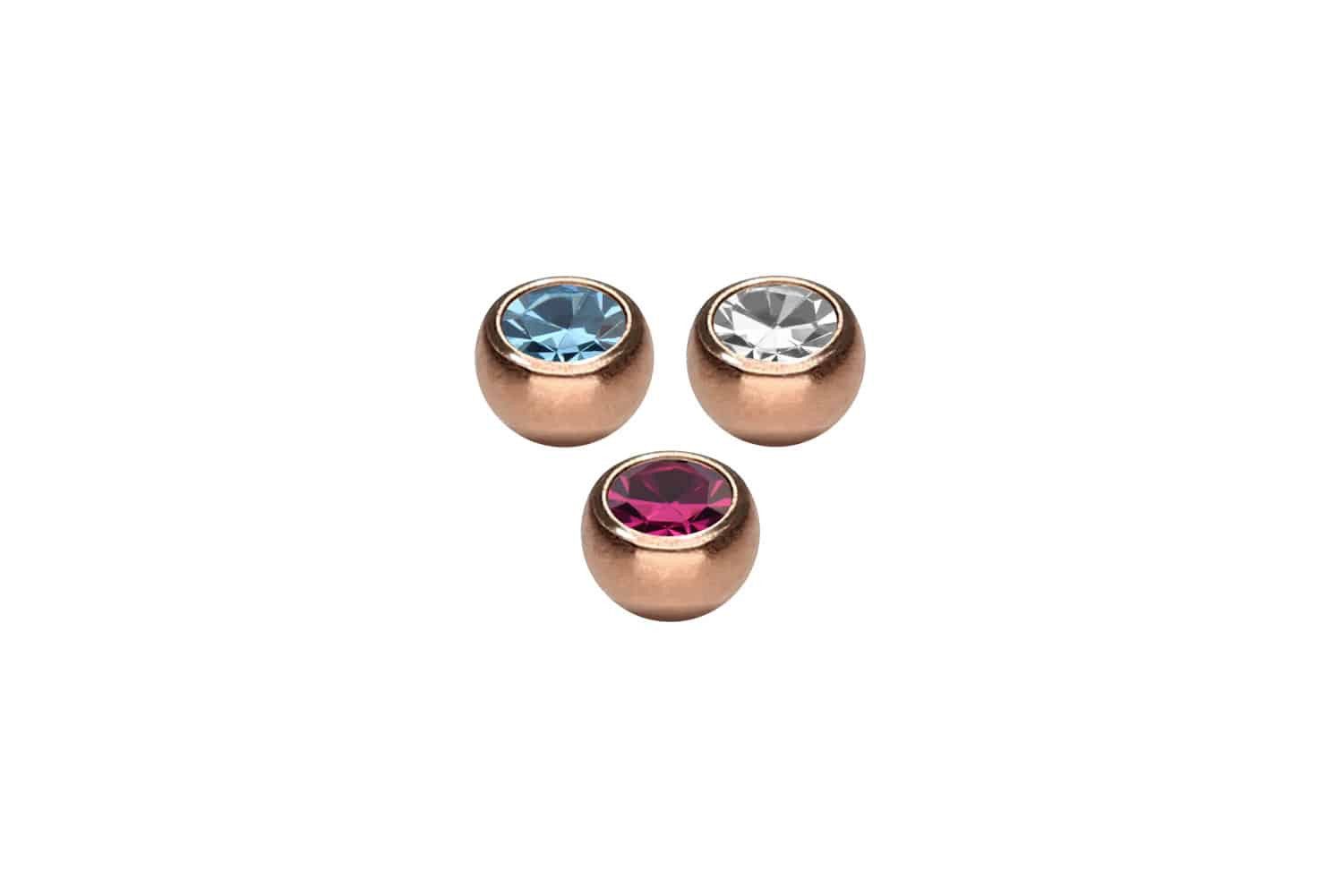 PIERCINGLINE Piercing-Set SET Chirurgenstahl Schraubkugel KRISTALL (Schraub-Aufsätze, 3er SET2 = 1,2 mm Gewinde)
